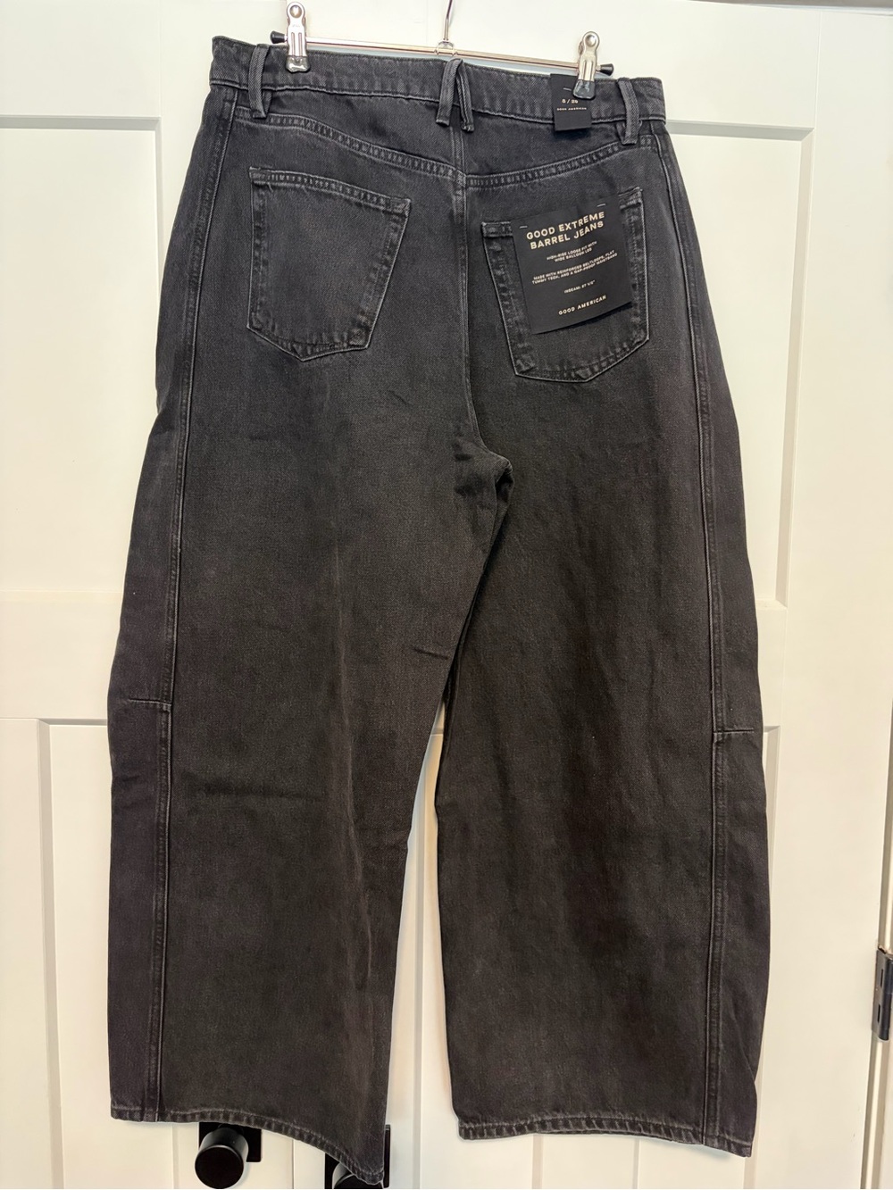 Good American Extreme Barrel Jeans Black Size 8/29 NWT High Rise Bowed Wide Leg - Picture 11 of 13